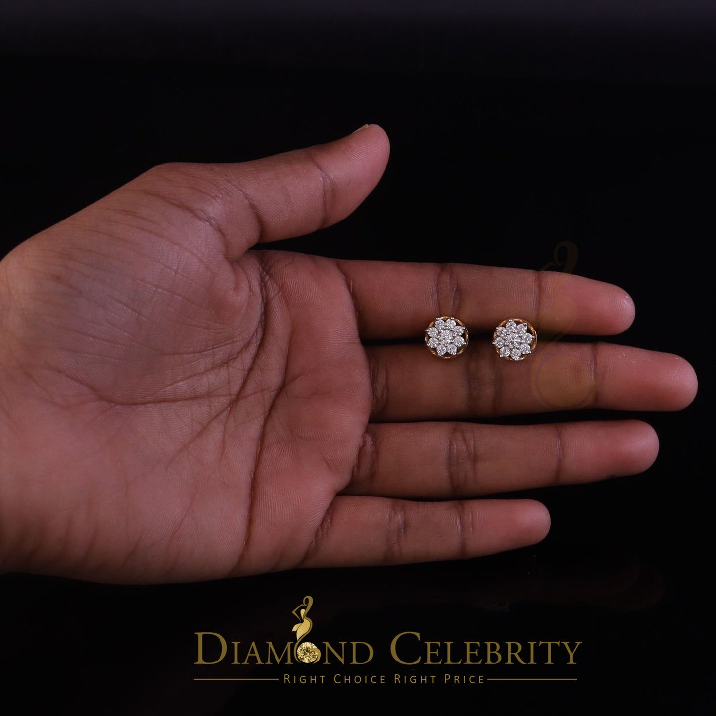 DiamondCelebritees FLORAL Earrings 10k Real Yellow Gold 1.00ct Vvs 'D' Color Genuine Moissanite