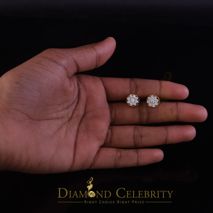 DiamondCelebritees FLORAL Earrings 10k Real Yellow Gold 1.00ct Vvs 'D' Color Genuine Moissanite