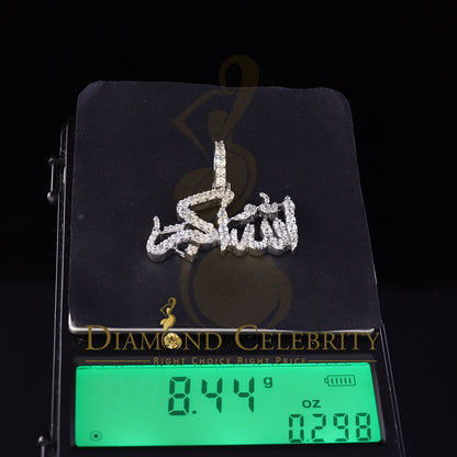 DiamondCelebritees White 925 Sterling Silver with allah-hu-Akbar Pendant 5.70ct Cubic Zirconia