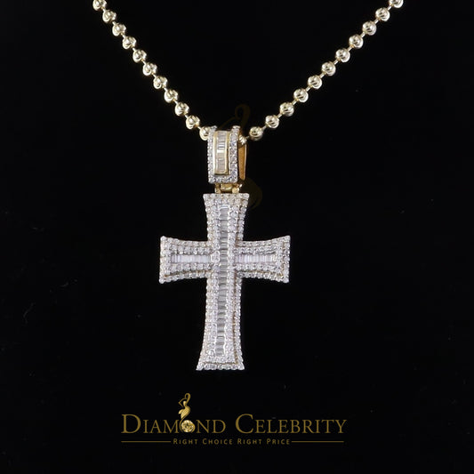 Diamondcelebritees Cross Pendant 925 Yellow Sterling Silver 2.25ct VVS D Clr. Moissanite for Women