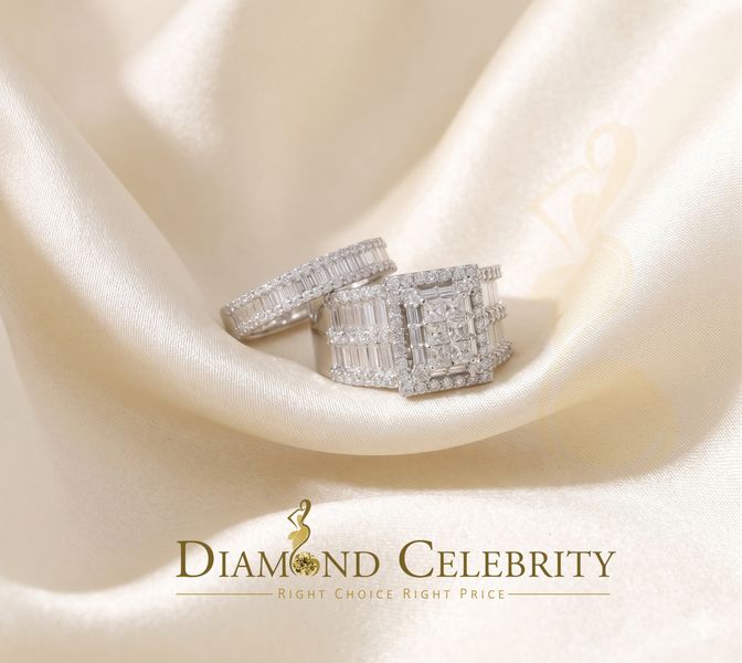 DiamondCelebritees 925 Sterling White Silver Square 5.0ct Cubic Zirconia Bridal Womens Ring Size 8