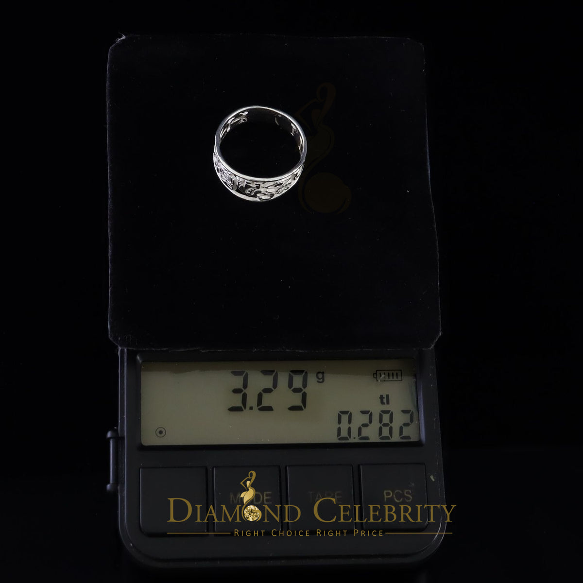 DiamondCelebritees Religious White 925 Sterling Silver Open Lucky Symbol Band Women's Ring SZ 7