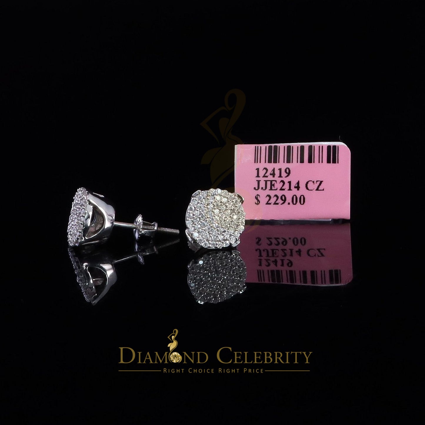 DiamondCelebritees  White 925 Silver 0.90ct Cubic Zirconia Women's & Men's Hip Hop Round Earrings