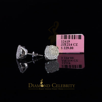 DiamondCelebritees  White 925 Silver 0.90ct Cubic Zirconia Women's & Men's Hip Hop Round Earrings