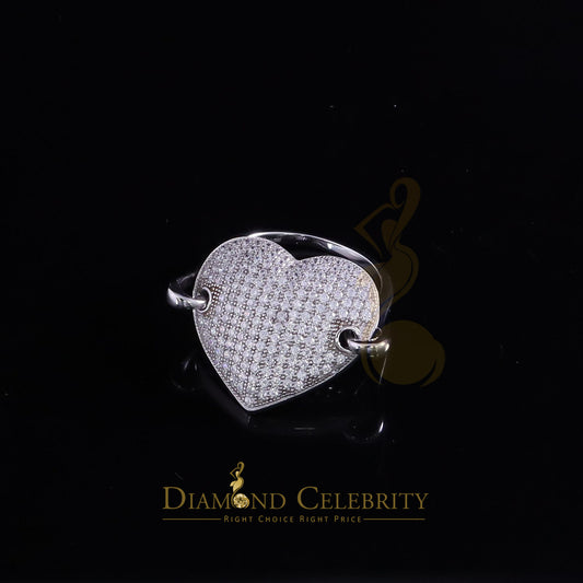 DiamondCelebritees 100 Cubic Zirconia Silver Round Shape Stone White Heart Ring Size 7 With Womens