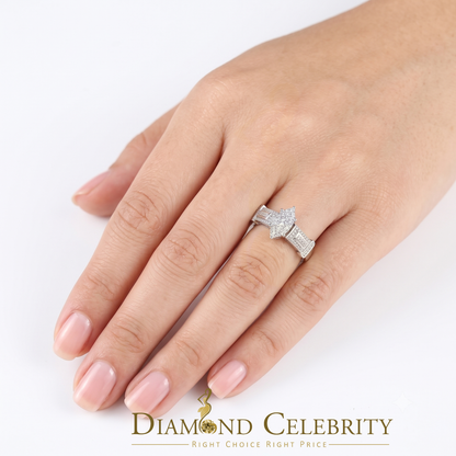 DiamondCelebritees 925 Silver White Engagement Womens Pear Shape Ring Size 7 With 0.33CT Diamond