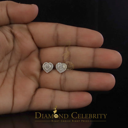 DiamondCelebritees 0.10ct Diamond Heart Earring White 925 Sterling Silver Stud For Men's & Women's