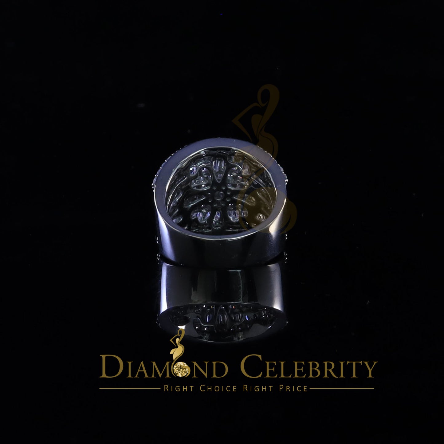 DiamondCelebritees 7.75ct Round/Baguette Cubic Zirconia Cocktail White Sterling Silver Ring Size 8