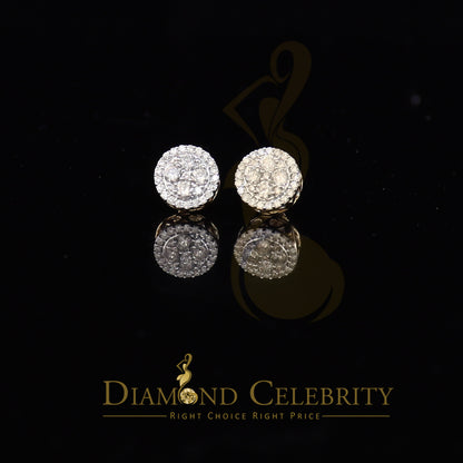 DiamondCelebritees 10K Real Yellow Gold with Real 1.00ct Diamonds Round Stud Earrings
