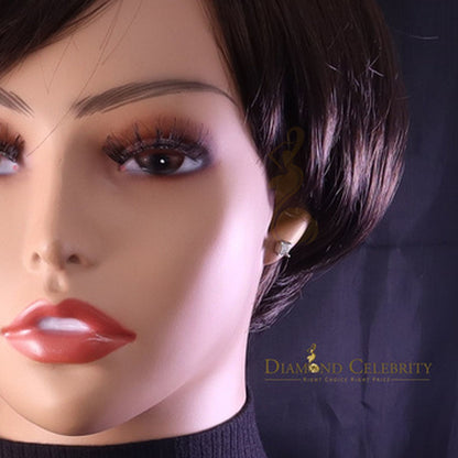 DiamondCelebritees Aretes Para Hombre 0.05ct Diamond 925 Silver Women & Men Square White Earrings