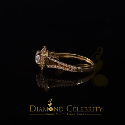 King Of Blings  10K Yellow Gold 2.00CT 'VVS' 'FL' D clr Cushion Cut Moissonite Womens Ring S/7