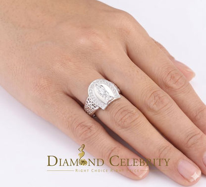 DiamondCelebritees White Virgin Merry CZ 925 Sterling Silver Horse Shoe Shape Women's Religious Ring SZ 8.5