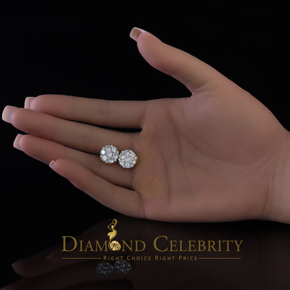 DiamondCelebritees  925 Sterling Yellow Silver 5.56ct Cubic Zirconia Women Round Stud Earrings