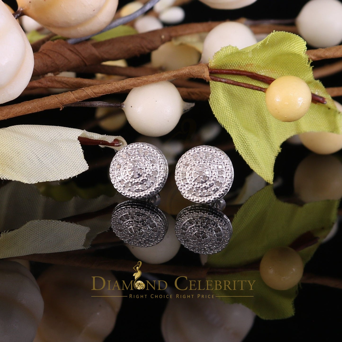 DiamondCelebritees 0.15ct Diamond 925 Sterling Silver White Round Earrings For Men 's / Women's