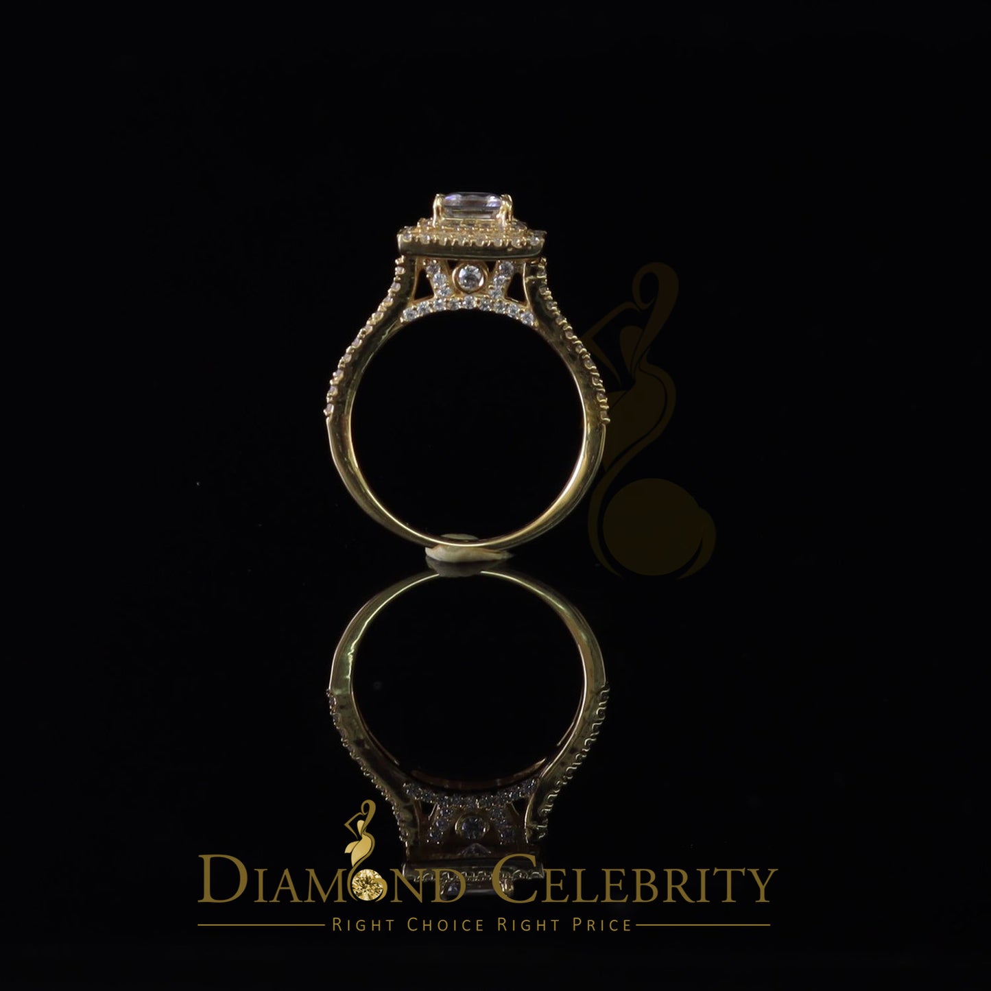 King Of Blings  10K Yellow Gold 2.00CT 'VVS' 'FL' D clr Princess Cut Moissonite Womens Ring S/7