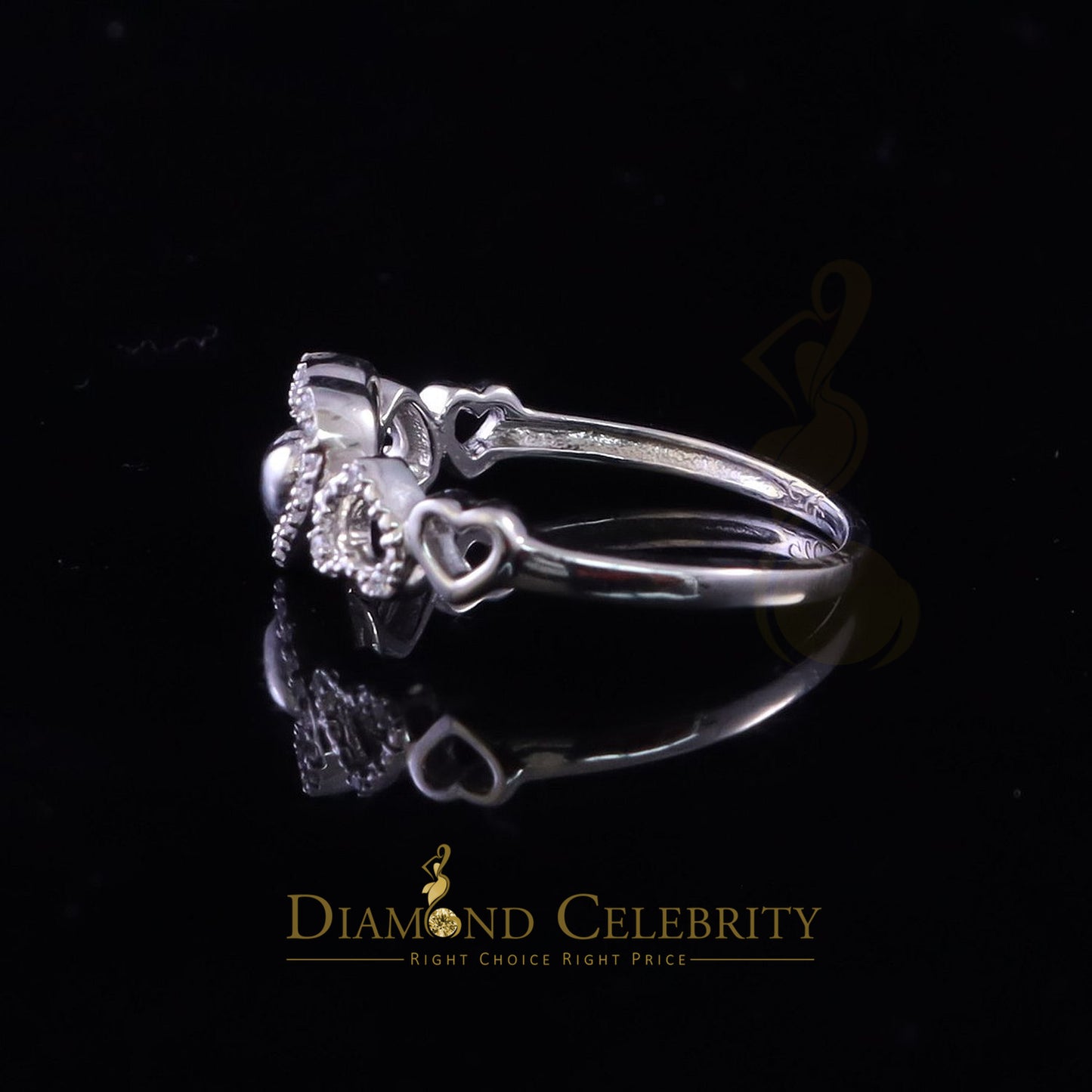 DiamondCelebritees Sterling White Silver 0.25ct Cubic Zirconia Engagement Heart Womens Ring Size 7
