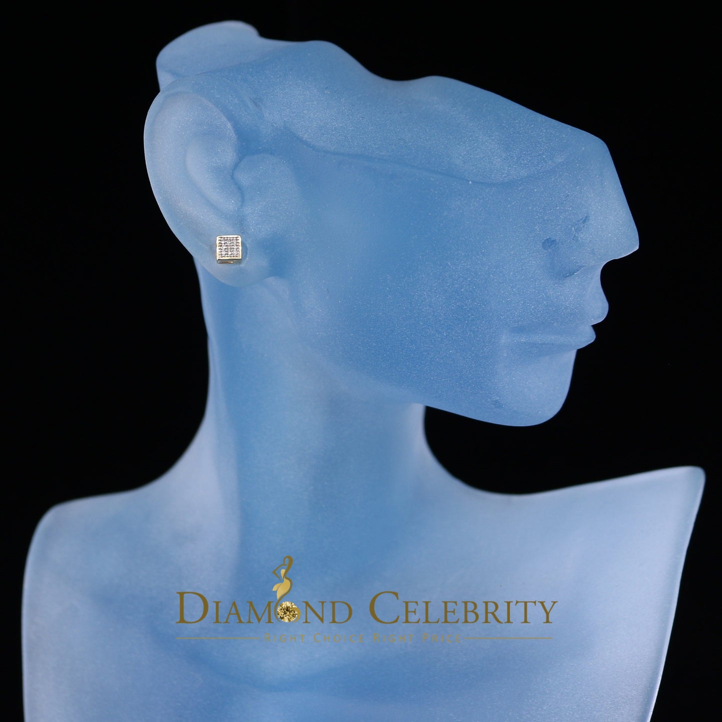 DiamondCelebritees 0.05CT Real Diamond 10K Real Yellow Gold with Men's/Women's Stud Micro Earring