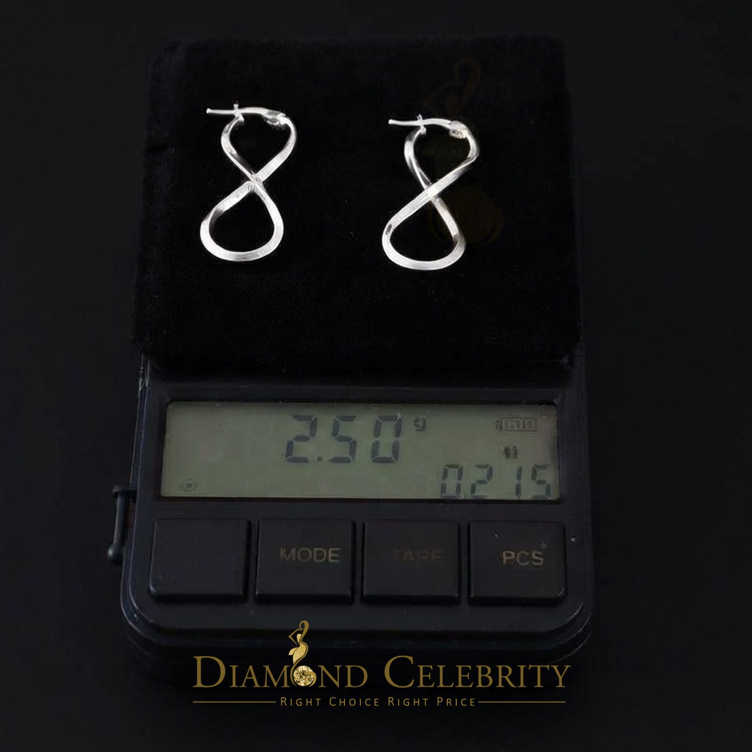 925 Silver Twisted Figure 8 Infinity symbol/crazy 8 silhouette 35mm Hoop Earring