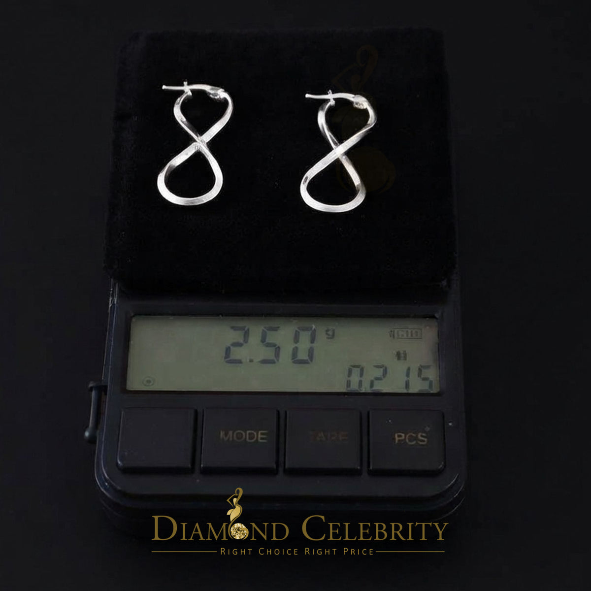 925 Silver Twisted Figure 8 Infinity symbol/crazy 8 silhouette 35mm Hoop Earring