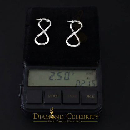 925 Silver Twisted Figure 8 Infinity symbol/crazy 8 silhouette 35mm Hoop Earring