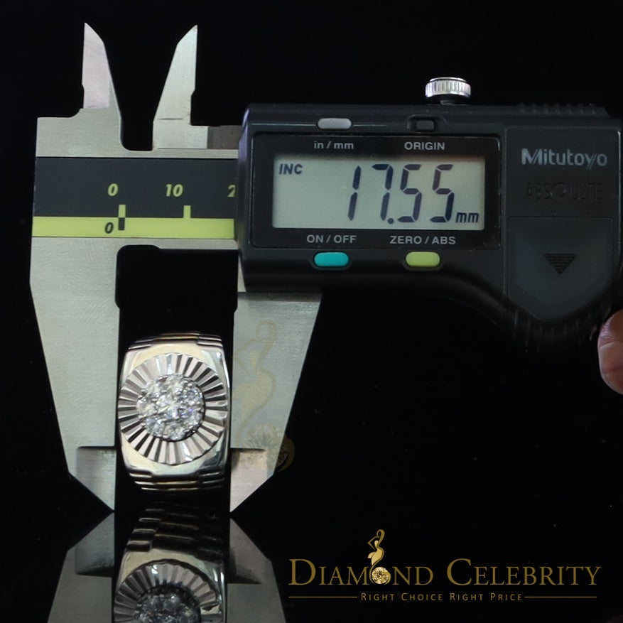 DiamondCelebritees Men's White Silver 1.80ct Round Cubic Zirconia Adjustable Ring From SZ 9 to 11