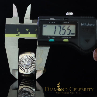 DiamondCelebritees Men's White Silver 1.80ct Round Cubic Zirconia Adjustable Ring From SZ 9 to 11