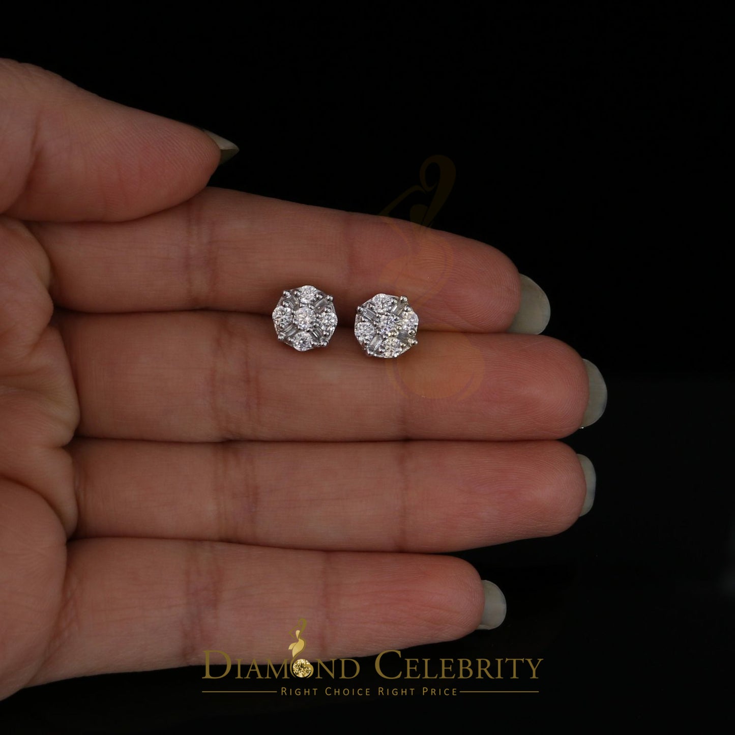 DiamondCelebritees  White 925 Sterling Silver 1.96ct Cubic Zirconia for Ladies Hip Hop Round Earring
