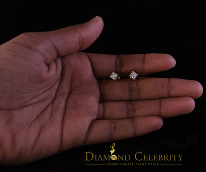 DiamondCelebritees 10k Real Yellow Gold 0.25ct VVS 'D' Color Real Moissanite Stud Square Earrings
