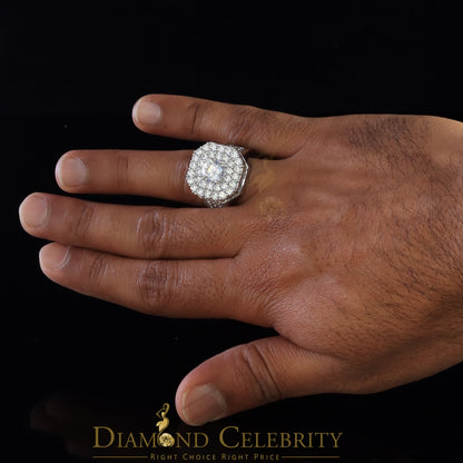DiamondCelebritees 925 SilverJewelry White 16.0ct Cubic Zirconia Wide Octagon Men's Ring Size 9.5
