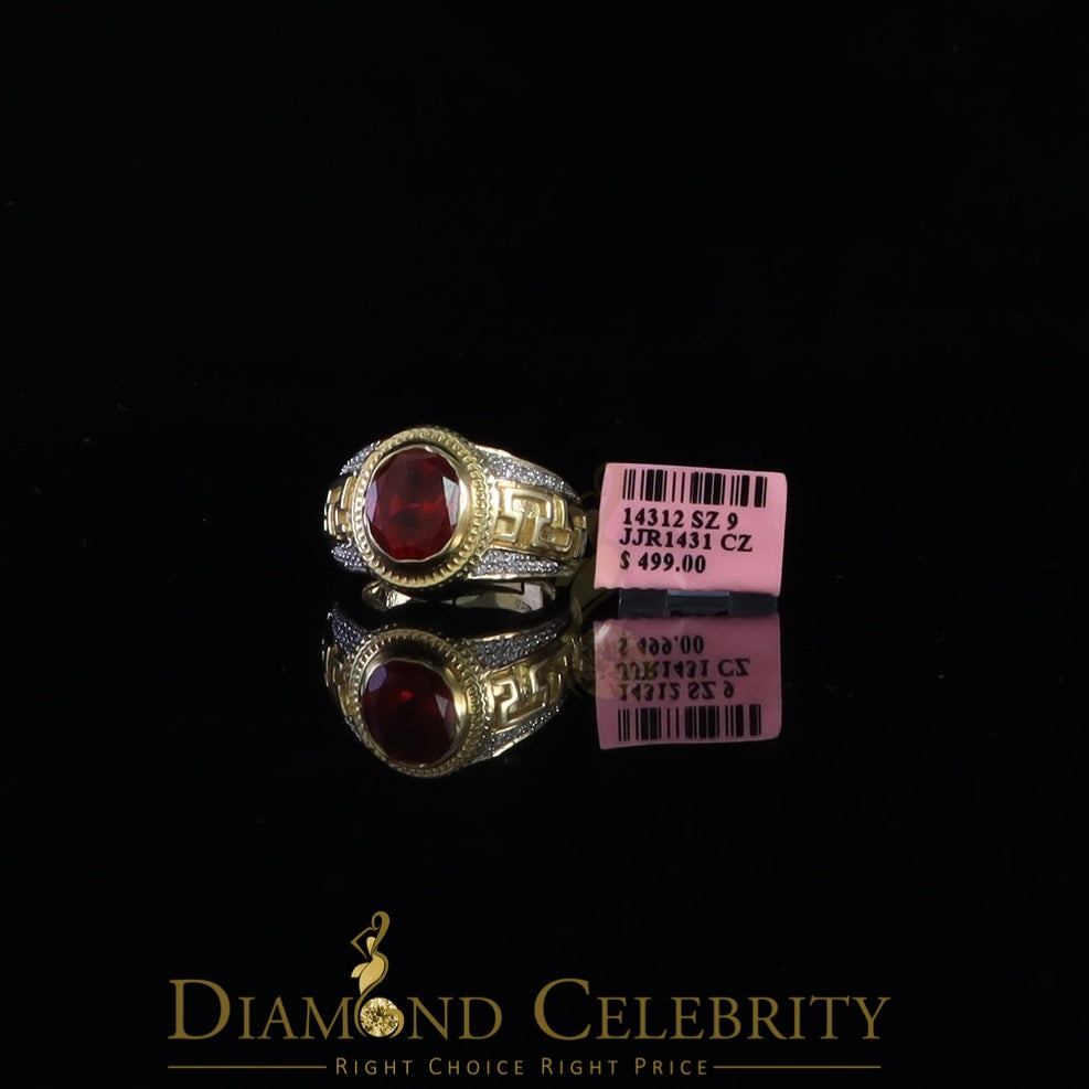 DiamondCelebritees 8.10ct Yellow Silver Oval Cubic Zirconia Men's Adjustable Ring From SZ 9 to 11