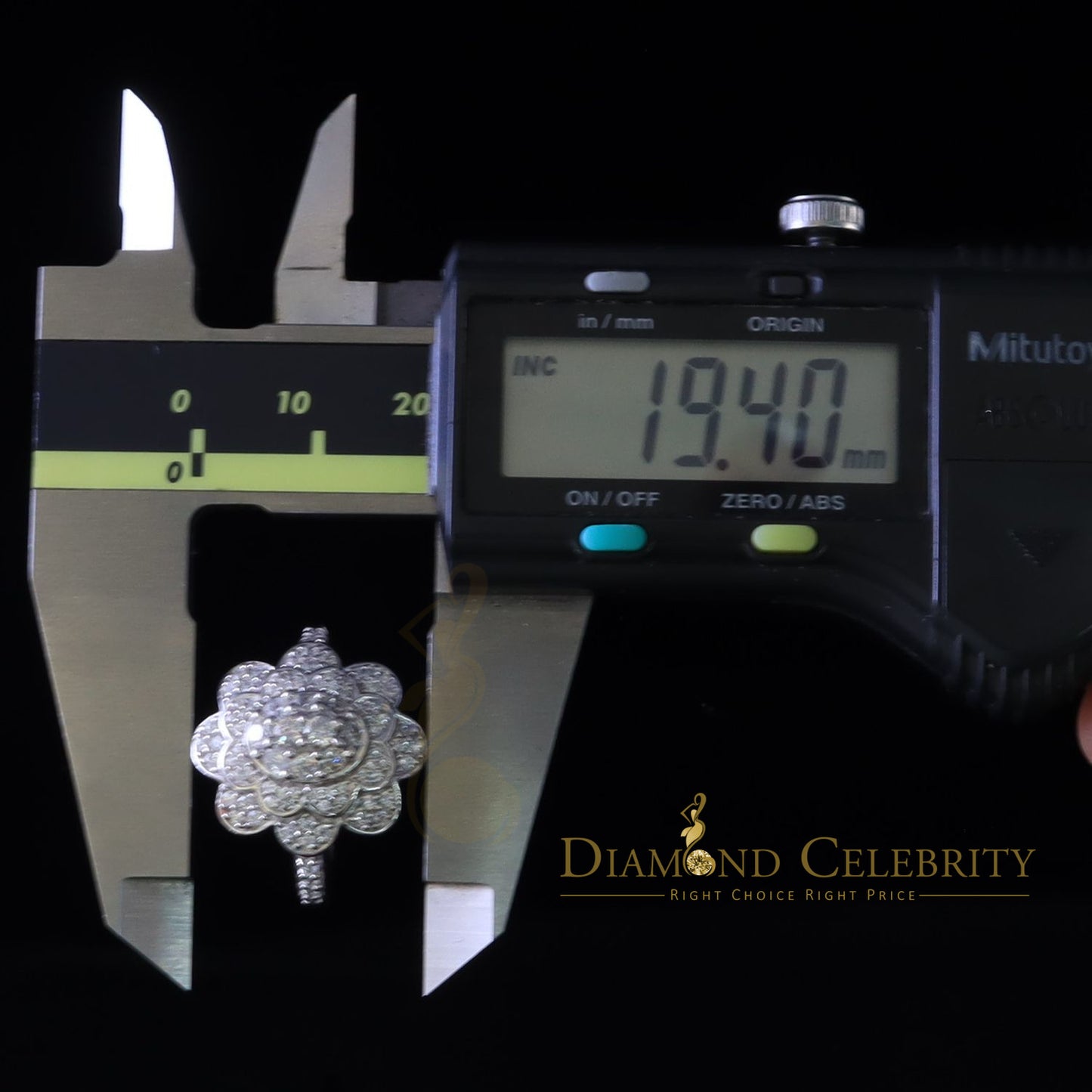 DiamondCelebritees 925 Sterling Silver White 2.10ct Cubic ZirconiaWide Flower Womens Ring Size7.5
