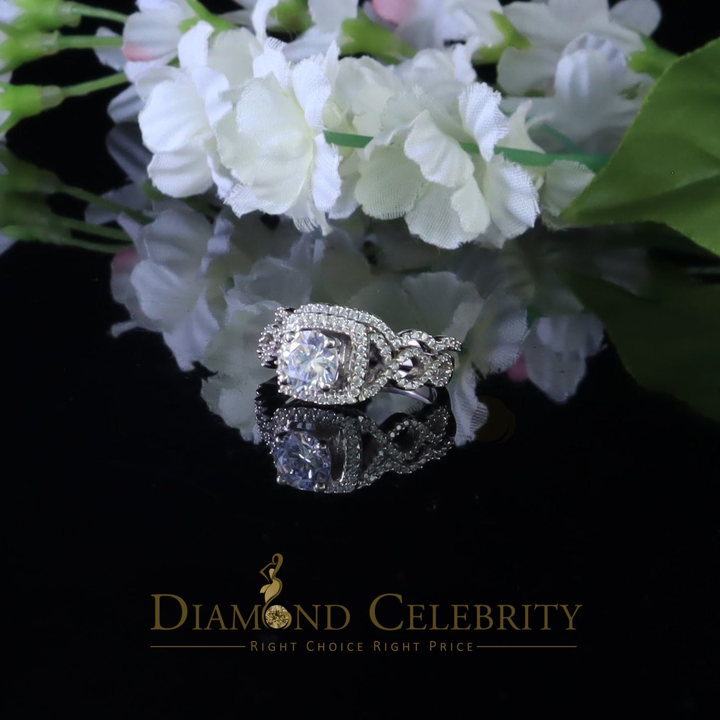 DiamondCelebritees Sterling Silver Square Cubic Zirconia 1.80ct Bridal White Womens Ring Size 7