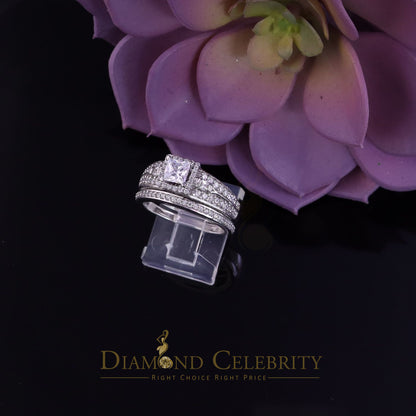 DiamondCelebritees White Sterling Silver Square Cubic Zirconia 1.11ct Womens Fashion Ring Size 7