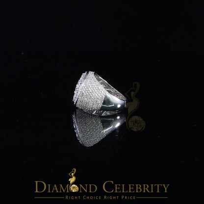 DiamondCelebritees Men's 12.5ct Cubic Zirconia white Silver Round Adjustable Ring From SZ 11 to13