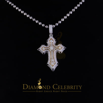 Diamondcelebritees  2.5ct VVS D Moissanite White Tricolor 1.2" Silver Charm Cross Pendant Men/ Women
