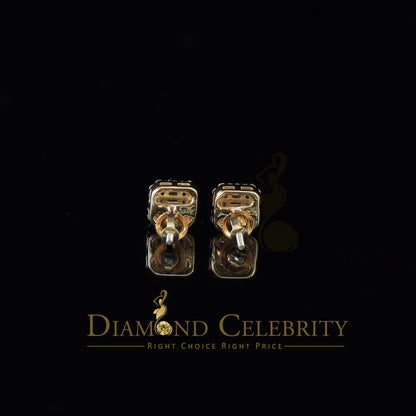 DiamondCelebritees  925 Yellow Silver 0.64ct Cubic Zirconia Women's & Men's Hip Hop Square Earrings