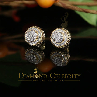 DiamondCelebritees 925 Sterling Silver 0.20ct Diamond For Women's/ Men's Yellow Stud Round Earrings