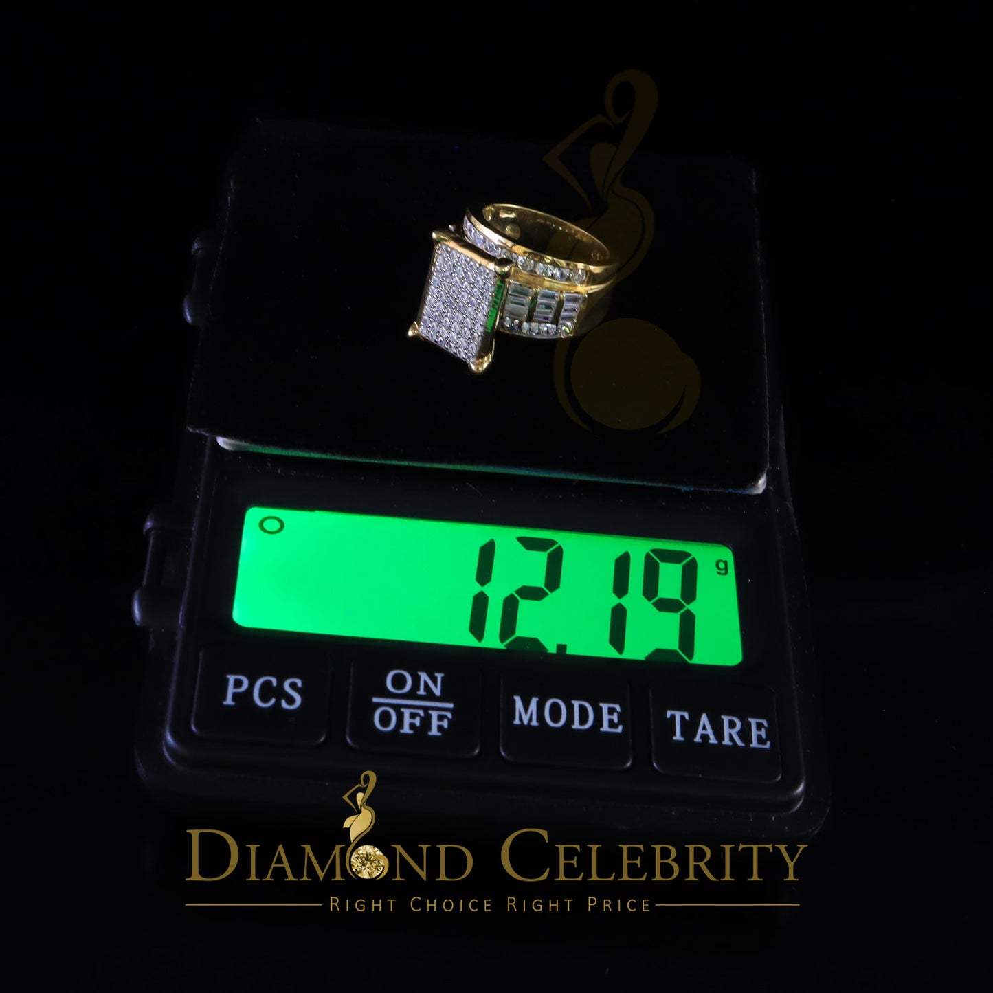 DiamondCelebritees 925 Yellow 5.82ct Cubic Zirconia Silver Cinderella Women's Ring SZ 7.5
