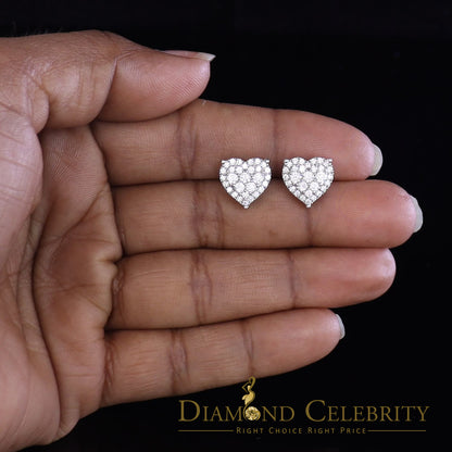 DiamondCelebritees  925 Sterling White Silver 1.64ct Cubic Zirconia Heart Women's Stud Earrings