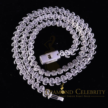 DiamondCelebritees 925 Silver White 20ct Moissanite Tennis Men's Necklace size 21.5 inch & Widt 6mm