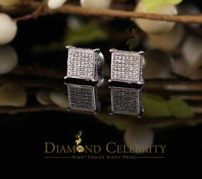 DiamondCelebritees 0.20ct Diamond Collection White 925 Sterling Silver Women & Men Square Earrings