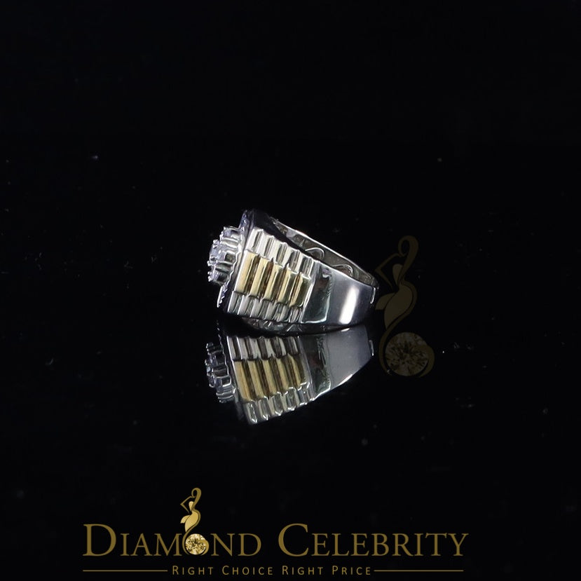 DiamondCelebritees Men's White Silver 1.80ct Round Cubic Zirconia Adjustable Ring From SZ 9 to 11