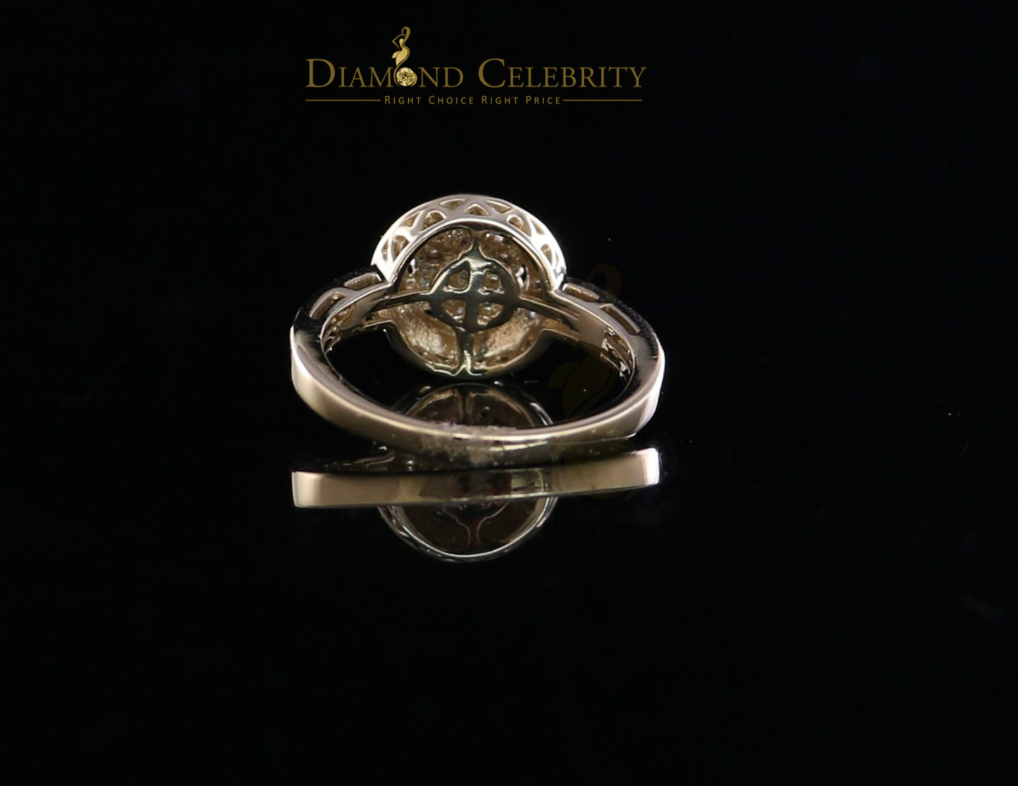 DiamondCelebritees 0.60CT Real Diamond Womens 925 Sterling Silver Yellow Ring Size 7 Round Shape