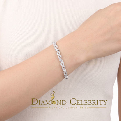 Diamondcelebritees White 0.15CT Real Diamond 925 Sterling Silver Fancy Bracelet-Size 7 Inches