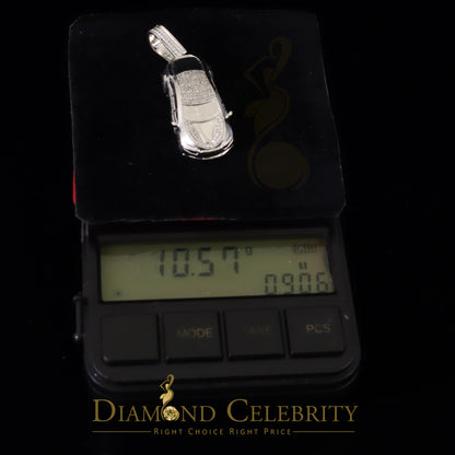 DiamondCelebritees Real 0.33ct Diamond 925 Sterling Silver Sport CAR Charm Necklace Pendant White