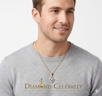 DiamondCelebritees Promise Yellow Sterling Silver Fleur de Lis Pendant with 0.30ct Cubic Zirconia