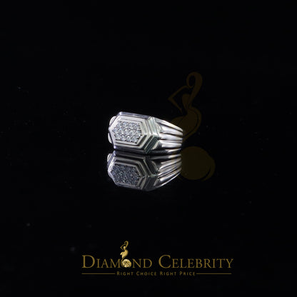 DiamondCelebritees Sterling White Silver 0.40ct Cubic Zirconia Hexagon Engagement Men's Ring Size 9