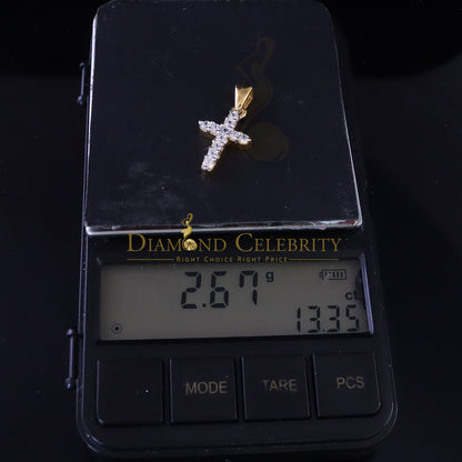 DiamondCelebritees Promising Fancy Yellow Sterling Silver Cross Pendant with 1.21ct Cubic Zirconia