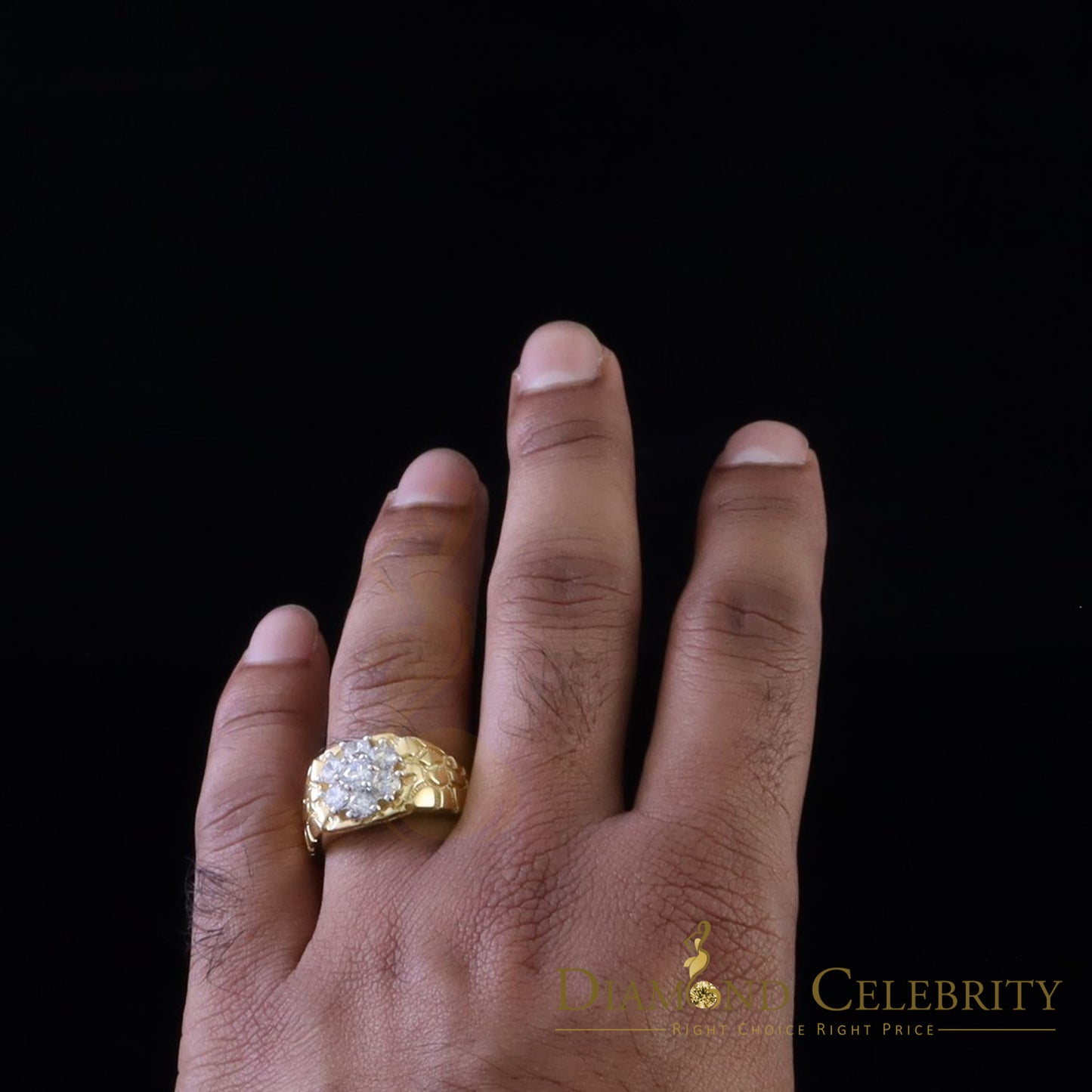 DiamondCelebritees 925 Yellow Sterling Silver 2.34ct Cubic Zirconia Promise Flower Ring Size 9