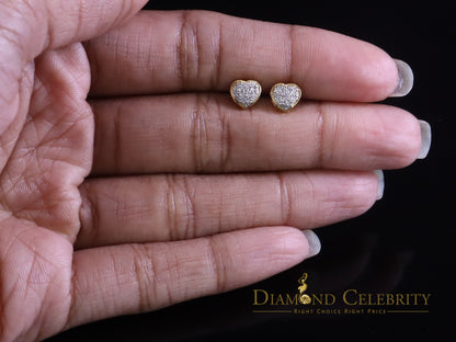 DiamondCelebritees Aretes Para Hombre Heart 925 Yellow Silver 0.08ct Diamond Women's /Men's Earring
